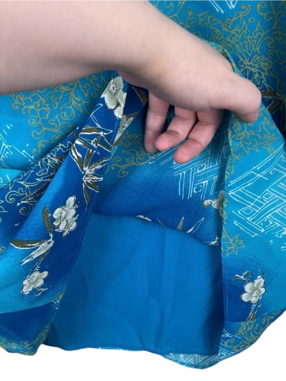 Vintage Kathie Lee Collection Sleeveless Lined Turquoise Blue Floral Dress - Picture 5 of 9